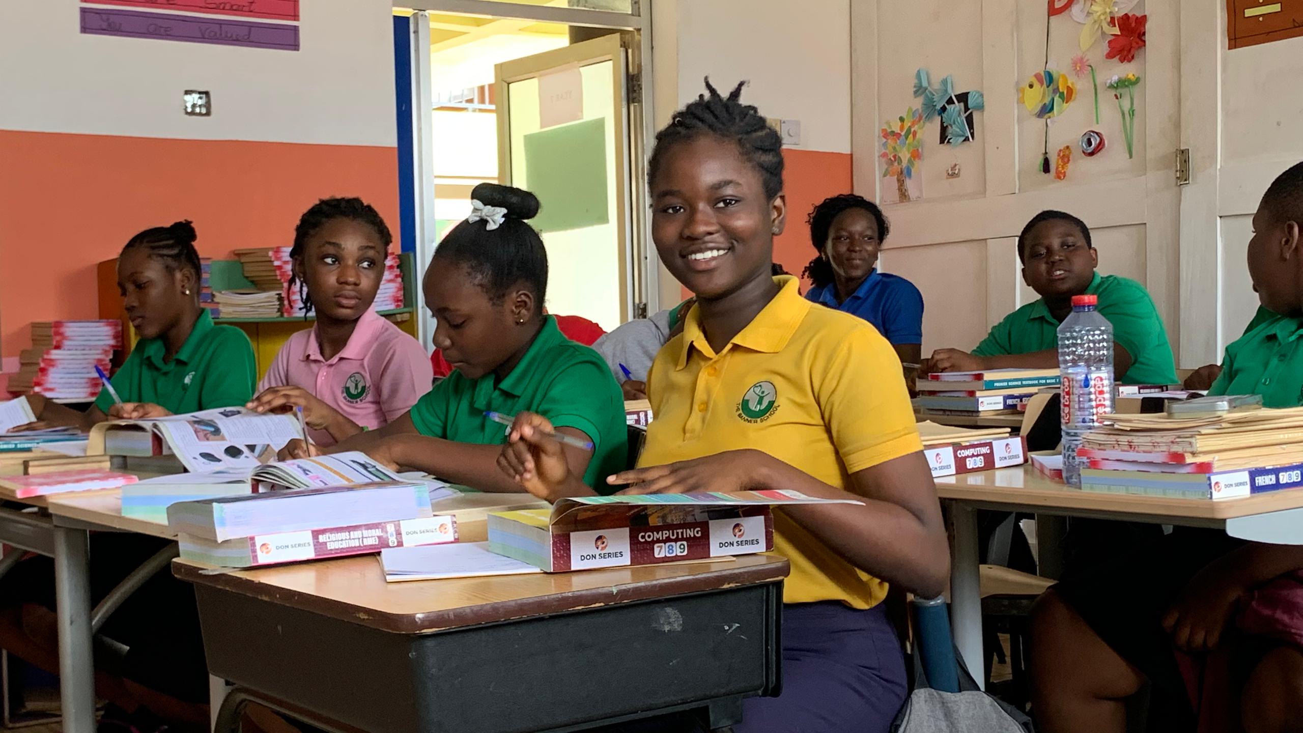 Student participating in outreach