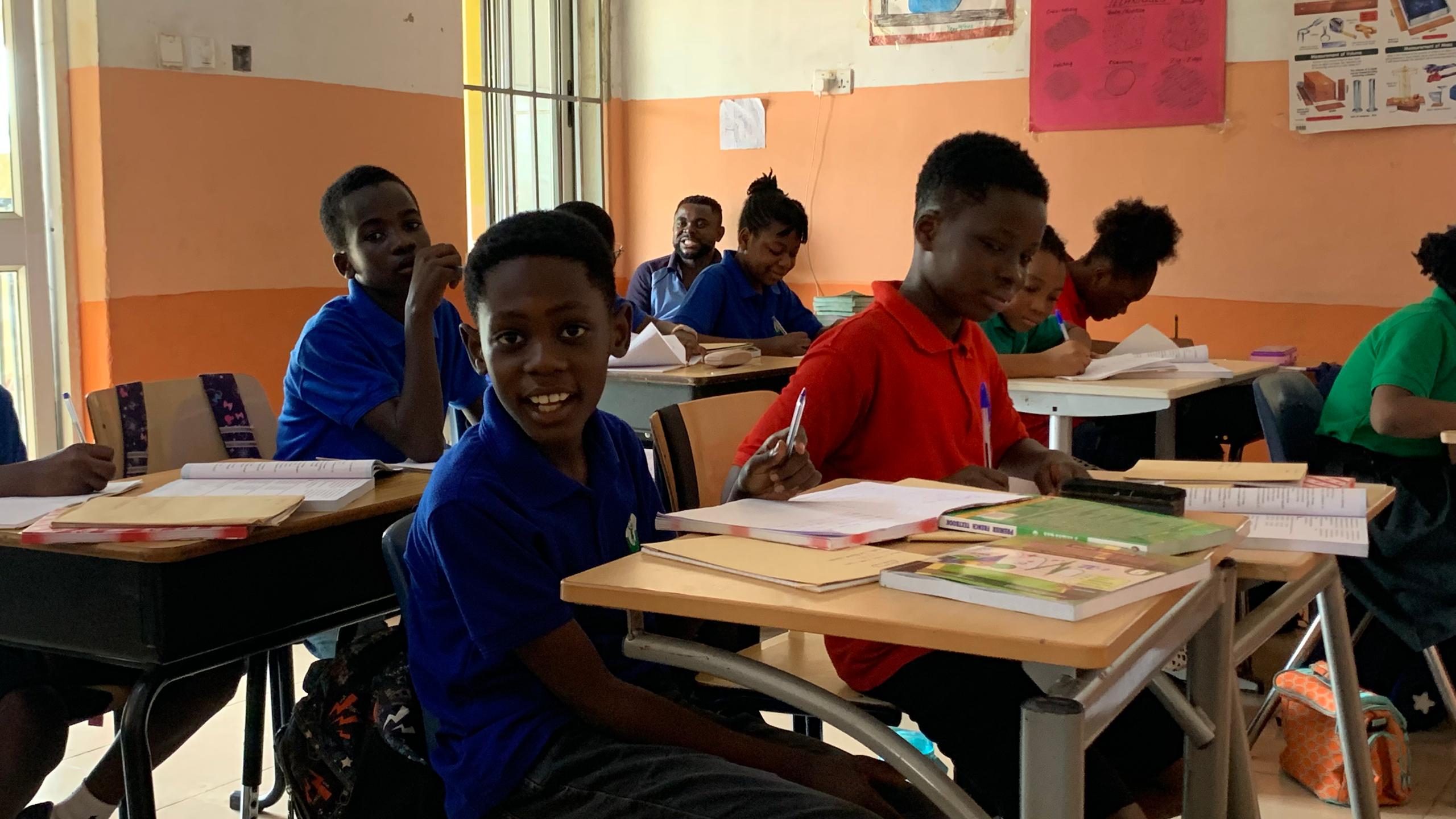 Student participating in outreach